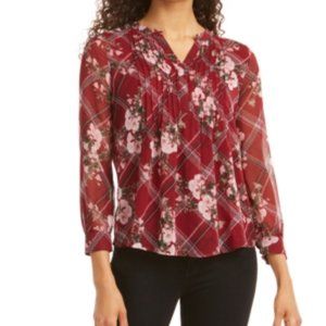 Charter Club Mixed-Print Split-Neck Top Sz MP